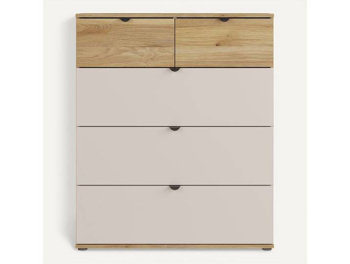 Commode 5 tiroirs UNIK Imitation chêne / grège