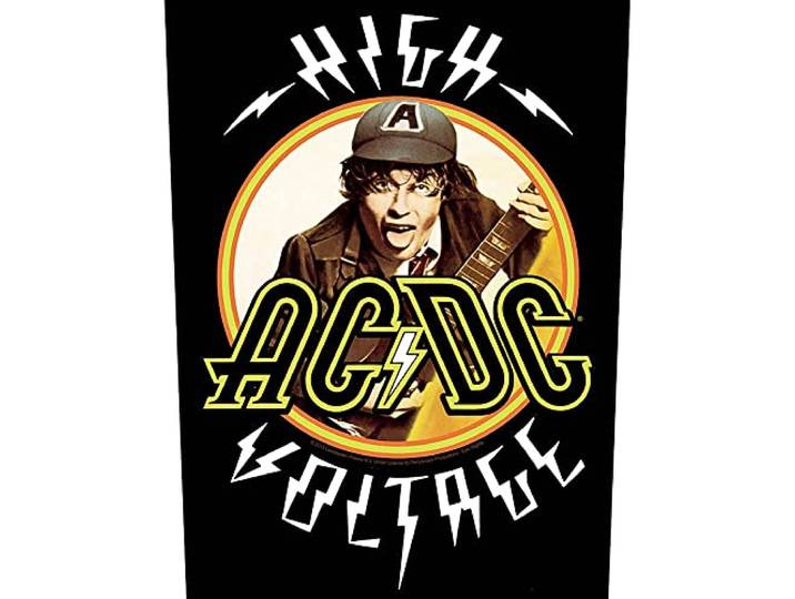 AC/DC Rugpatch Angus High Voltage Band Logo Officieel Zwart Woven 36 cm x 29 cm One Size