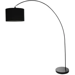 Mexlite Stehleuchte / Bogenleuchte SOLVA, E27, mit Schirm + Fussschalter, neigbarer Kopf, schwarz / Leinen schwarz STE-7976ZW
