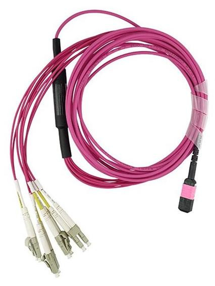 BlueOptics CBL-MPO12-4LC-OM4-1M-BO MPO naar 4x LC OM4 Patchkabel, 1 meter