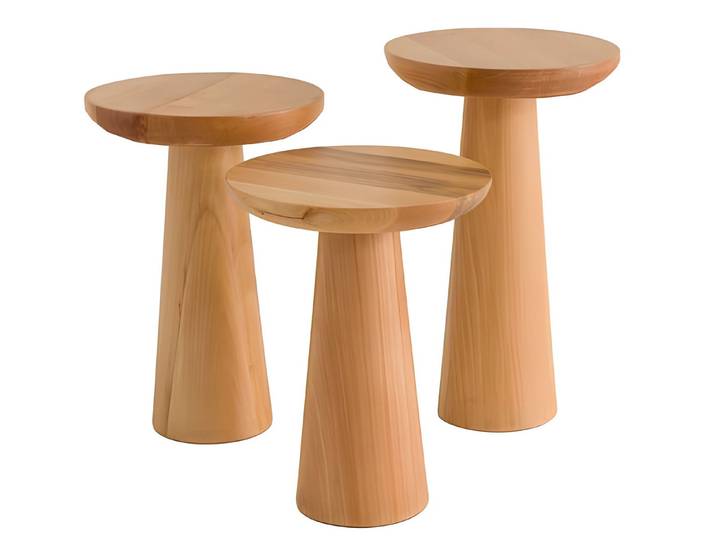Xlmoebel Satztisch Beistelltische aus Holz in Braun mit runder Form von XLMOEBEL (Beistelltisch-Set, 3-St., 3-teilig), Made in Europa