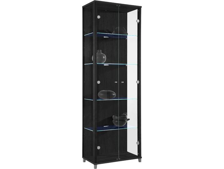 Vitrine FIF MÖBEL OPTIMA , schwarz, Holzwerkstoff, Sicherheitsglas ESG, Schränke, Vitrine, Standvitrine/Glasvitrine 2x Glastür,perfekt für Sammler,Sammlervitrine