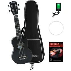Dimavery UK-200 Sopran-Ukulele Schwarz Set