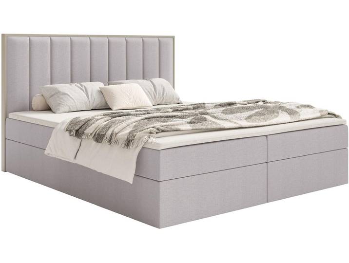 Selsey Togents – Boxspringbett 180x200 mit Stauraum und Topper, hydrophobe Chenille, grau
