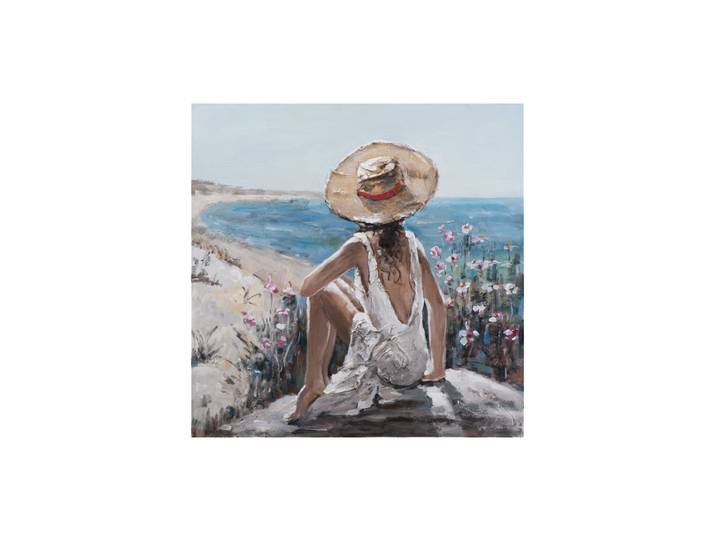 Handbemaltes Bild „Blick aufs Meer“ 100 x 100 cm Multicolor Crea Collection
