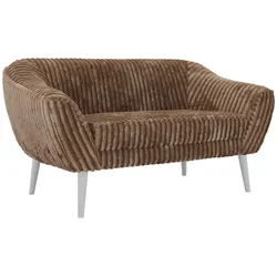 2-SITZER-SOFA PIRS - Braun Cord - Weiße Beine