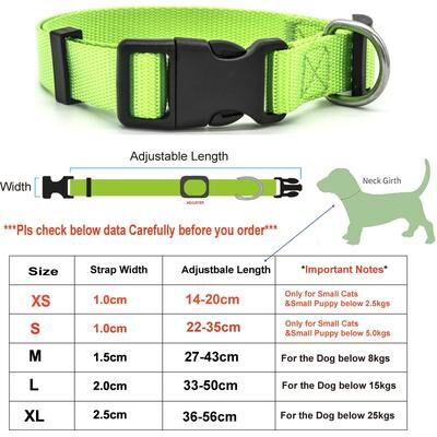 Uplifted Finds Classic Adjustable Nylon Pet Collar cw023 green s