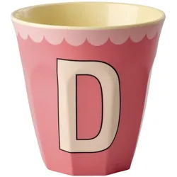 RICE Melamin Buchstabenbecher Vintage Medium, D Lachs