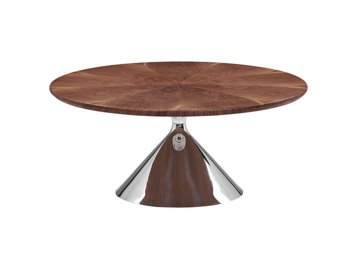 Novel Couchtisch Ligneo, Walnuss, Holz, Metall, Walnuss, furniert, rund, konisch, 90x41x90 cm, Wohnzimmer, Wohnzimmertische, Couchtische, Couchtische Metall