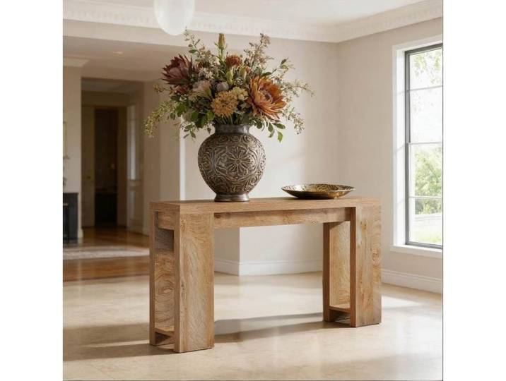 WOVREO Table console d'entree 160 x 30 cm style rustique aspect bois marron