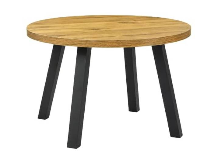 DUBI Möbel Esstisch Rund Ø 120 cm Nora, Esstisch Holz in Alteiche Optik, Küchentisch mit Metallgestell, Industrial Design, Für 4–6 Personen, Stabil & Modern