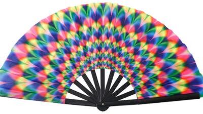 Inspire Daily Merch Craft Fan With Vibrant Patterns Fluorescent Folding Fan For Halloween Dance radiation Halo