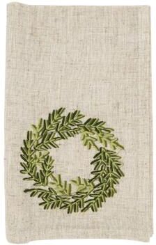 Saro Lifestyle Holiday Wreath Embroidered Napkin (Set of 4)