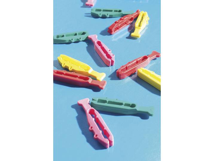 Wäscheklammern RUCO Krokodil - long life , bunt, B:2cm H:1cm L:7cm, Kunststoff, Halteklammern, Wäscheklammern, Kunststoff, 40-teilig