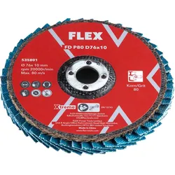 Flex Fächerschleifscheibe FD P80 D76x10 VE3 für LBE 76 12-EC & 18-EC