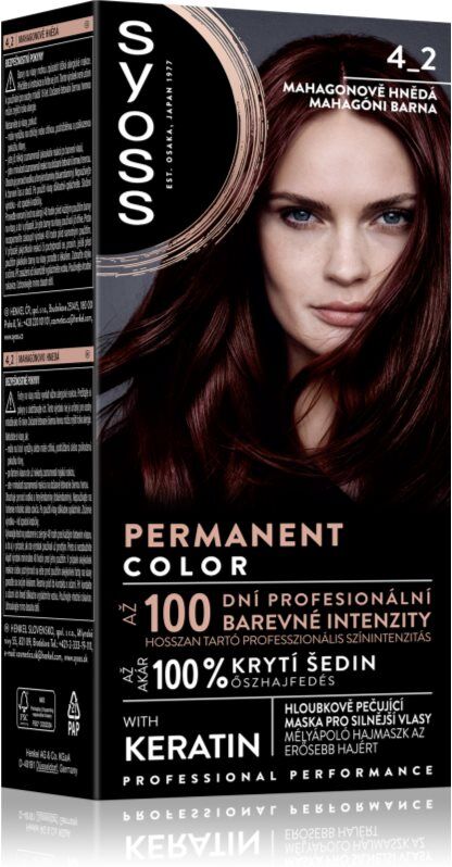 Syoss Permanent Color coloration cheveux permanente teinte 4_2 Mahogany Red 1 pcs