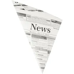 Papstar Spitztüte "Newsprint", 325 x 230 x 230 mm aus Pergament-Ersatz, 40 g/qm, Füllinhalt: 250 g, Lebensmittelverpackung, Weiss