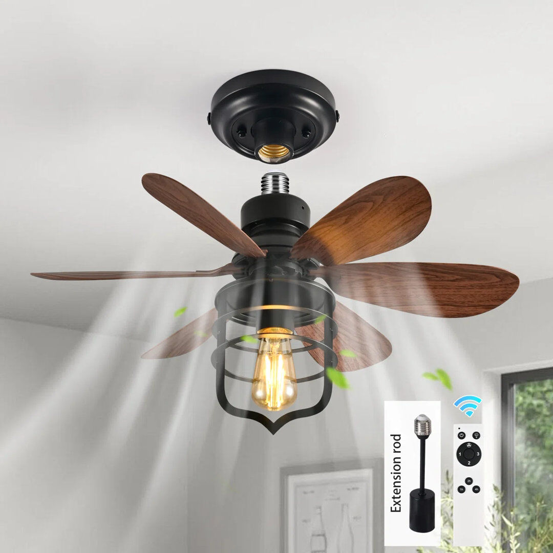 Blue Elephant 52cm Socket Ceiling Fan with Remote Control and Light Kit Included Brown 52cm