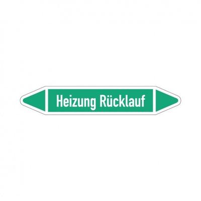 Aufkleber I RKZ-Etikett Heizung Rücklauf,DIN 2403,grün/weiß,für Ø 15-25mm,96x17mm,8/Bogen