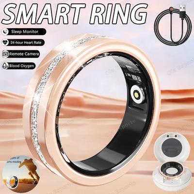 Uplift Treasures Fashion Smart Fitness Ring Heart Rate Pedometer Health Tracker rose Gold With Box 10