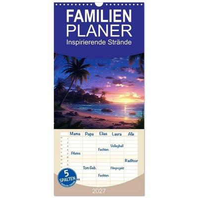 Familienplaner 2027 - Inspirierende Strände mit 5 Spalten (Wandkalender, 21 x 45 cm) CALVENDO