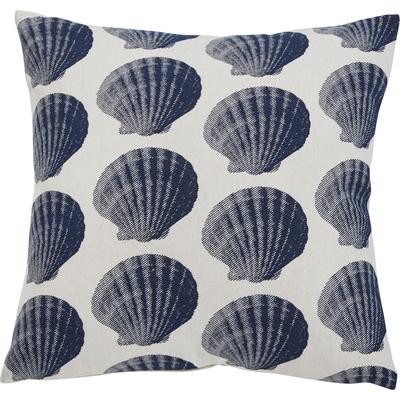 Dekokissen DONE. "Sea Shell", bunt (beige, blau), B:45cm L:45cm, Baumwolle, Leinen, Viskose, Dekokissen_Sitzkissen_Kissenhüllen, Bedruckte Kissenhülle
