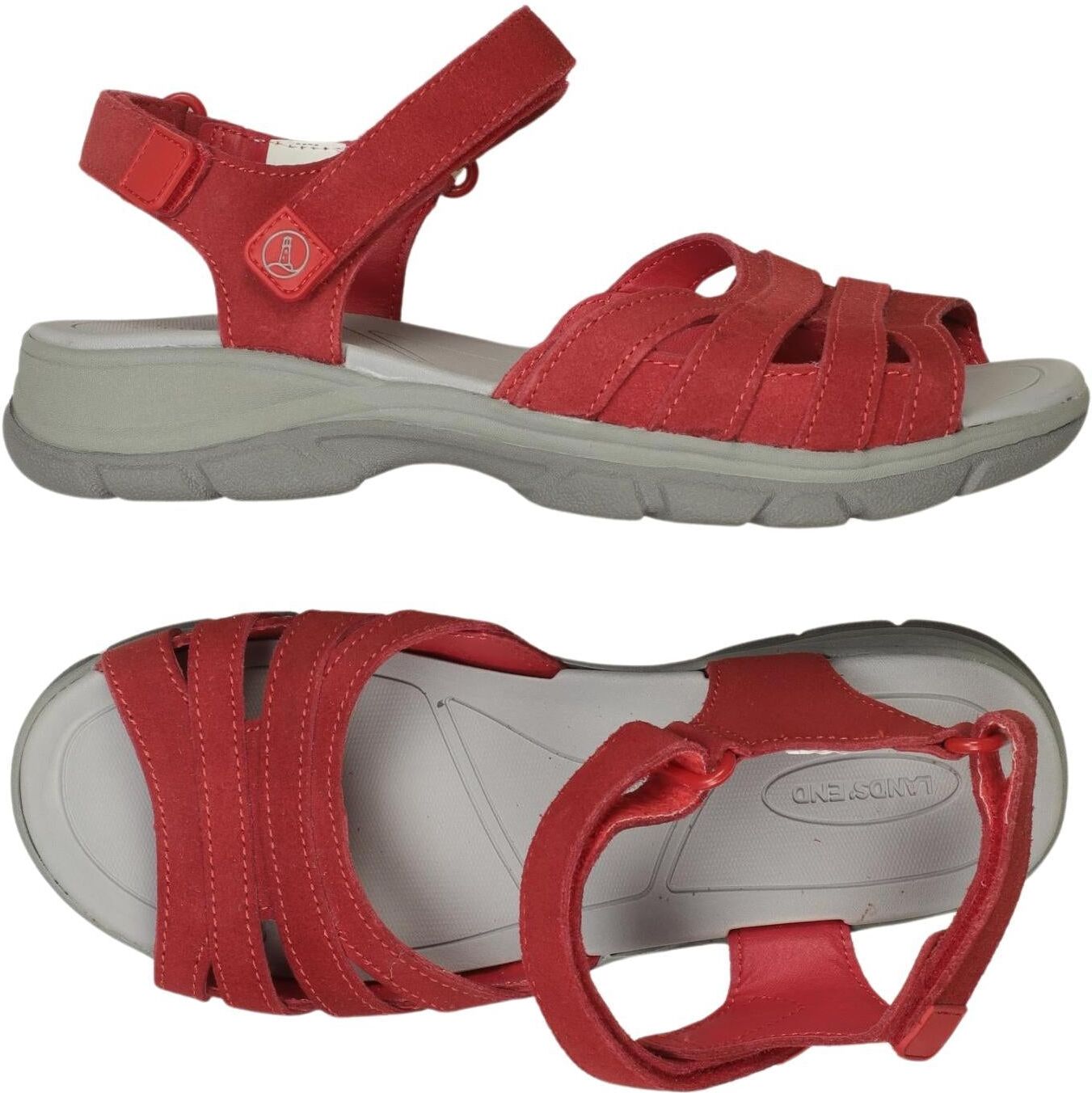 Lands End Damen Sandalen, Rot, Gr. EU 40, Leder - Second Hand