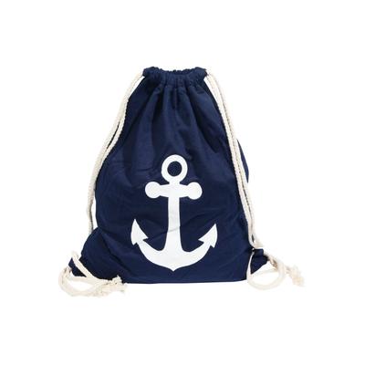 Turnbeutel CHAM CHAM "Maritim Anker - Sportbeutel aus Stoff", blau, Textil, Taschen
