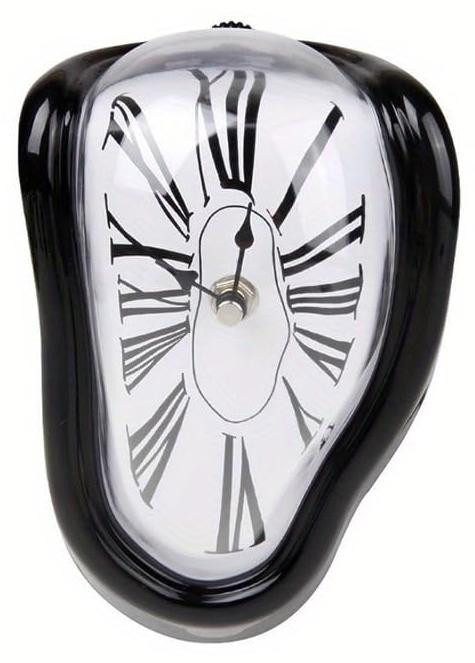 Dripio Surrealistische wandklok met opbergruimte in Dalí-stijl, zwart, B: 17,5 cm, H: 11,5 cm
