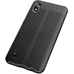 Screenguard Samsung Galaxy A10 Hülle Leather Design TPU Cover (Samsung Galaxy A10), Smartphone Hülle, Schwarz