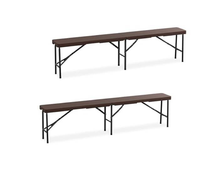 Relaxdays Bierbank 2er Set, klappbar, Kunststoff, Stahl, Campingbank, Balkon & Garten, HxBxT: 43 x 180 x 25 cm, Farbwahl