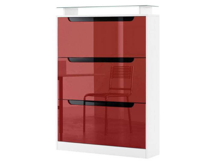 SCHUHSCHRANK Space Bordeaux Hochglanz / Schwarz Hochglanz