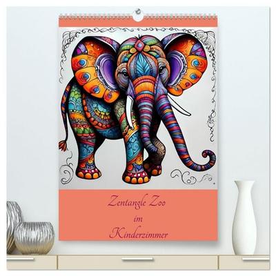Zentangle Zoo im Kinderzimmer (hochwertiger Premium Wandkalender 2027 DIN A2 hoch), Kunstdruck in Hochglanz