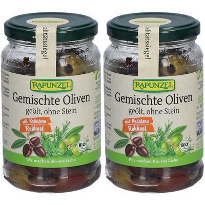 Rapunzel Oliven gemischt mit Kräutern, ohne Stein geölt 2x 2x170 g