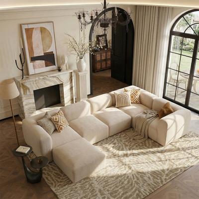 Housely Chenille Modular L-Shaped Sectional Sofa with Ottoman