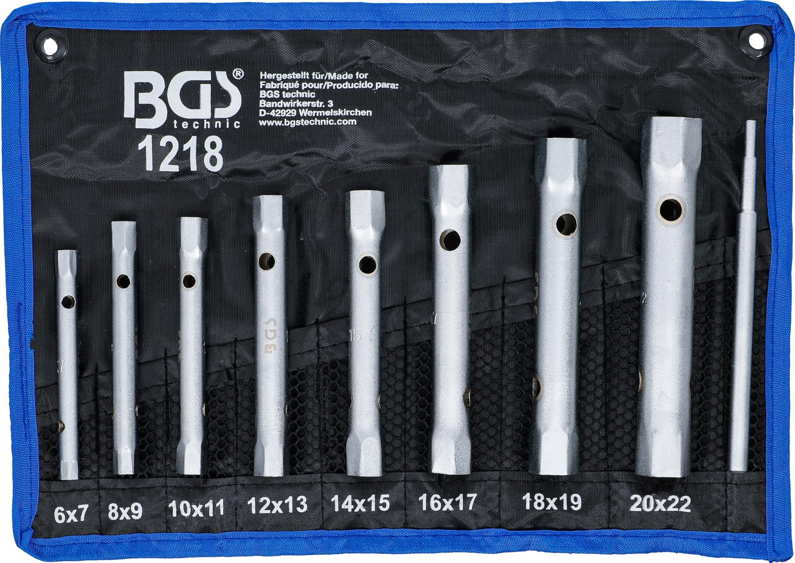 BGS technic 8-delige set buisverlengstukken 6x7 - 20x22 mm