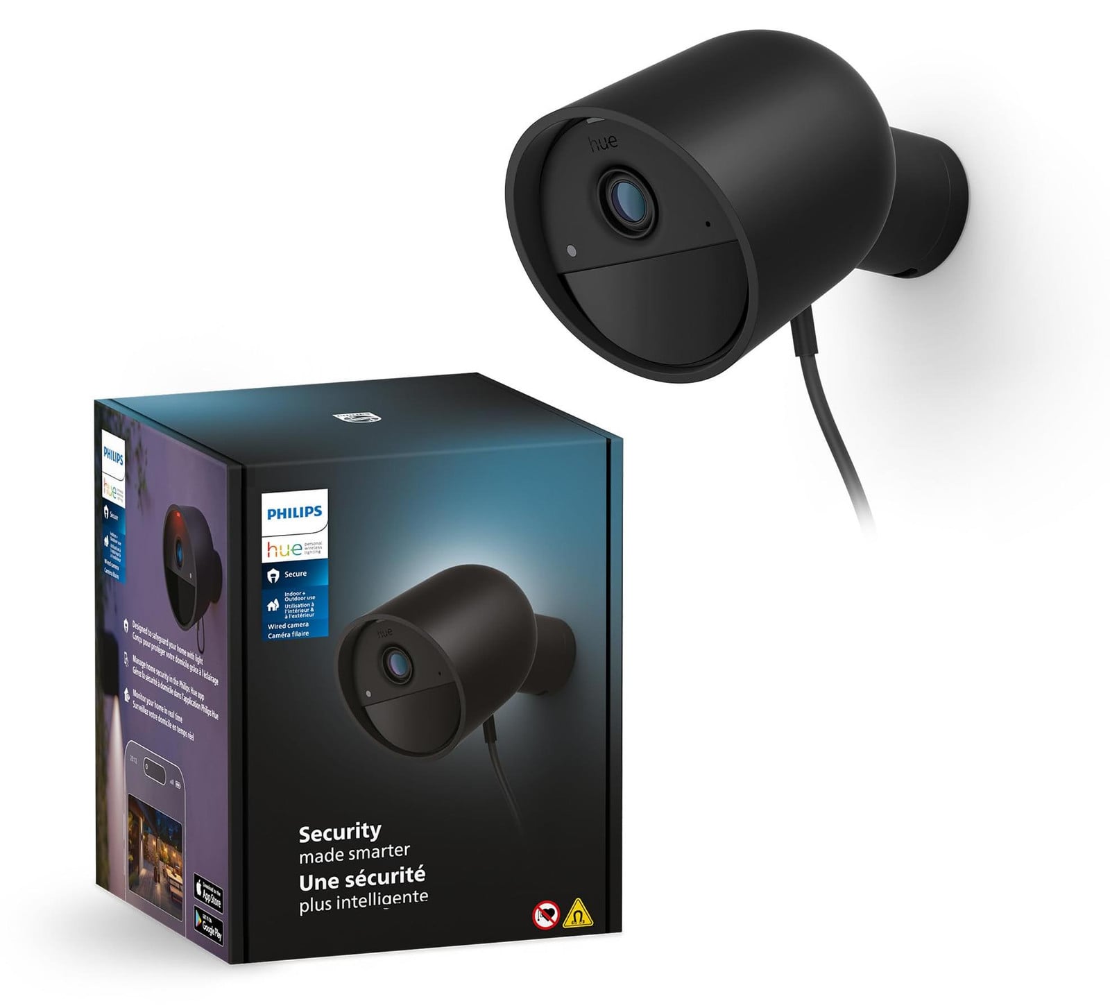 Philips Hue Secure Wired Camera HD 1080P voor binnen of buiten - Zwart