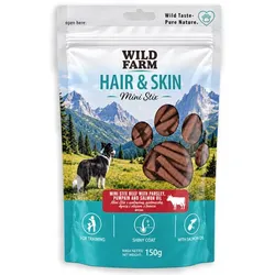 WILD FARM Hair & Skin Mini Stix mit Rindfleisch + Petersilie, Kürbis, Lachsöl 150g