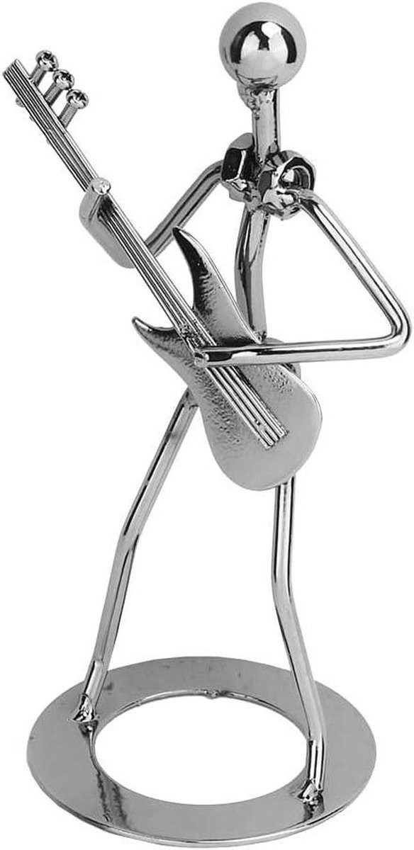 Zwart Muzikant Beeldje Gitaar Speler Ornament voor Huis Decoratie H 18 x B 9 x D 9 cm