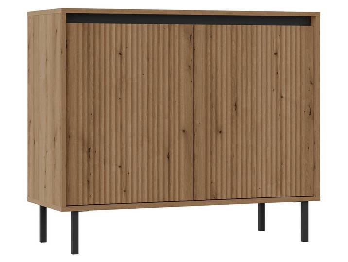 Selsey Osaka - Buffet 2 portes avec façades cannelées\, aspect chêne Evoke\, 100 cm