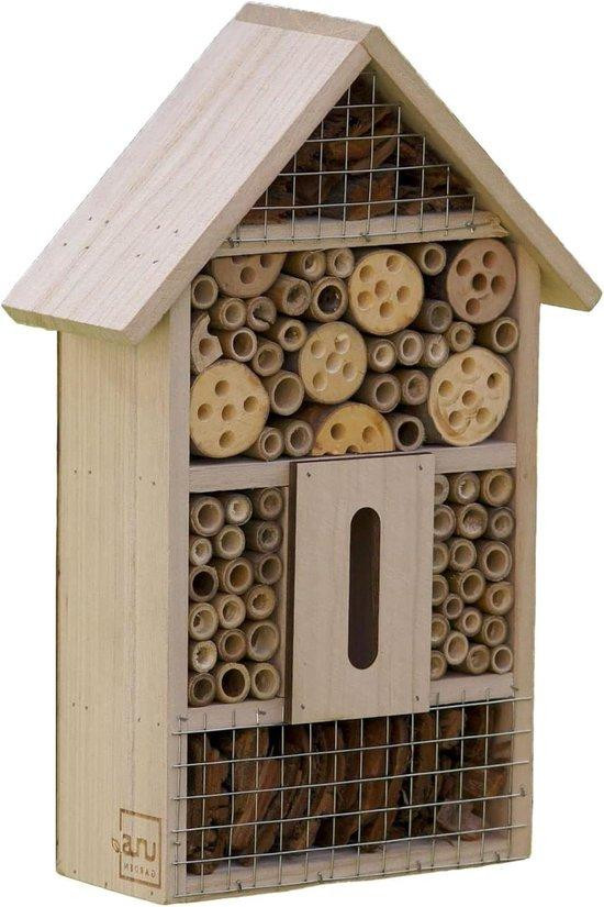 UNUS Insectenhotel Hout - Natuurlijk Decoratief Ontwerp - Hoogte: 36 cm