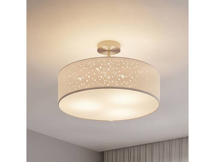 Umma Deckenleuchte H30 White/Satin Nickel - Lindby - Wohnzimmer - Modern - Stoff / Textil - Mit Abstand