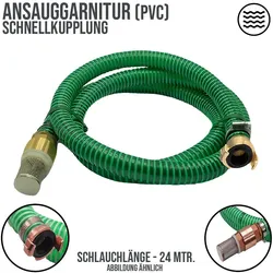 25 mm 1 Zoll Ansaug Saug Schlauch Pumpen Garnitur Schnellkupplung grün - 24 m"