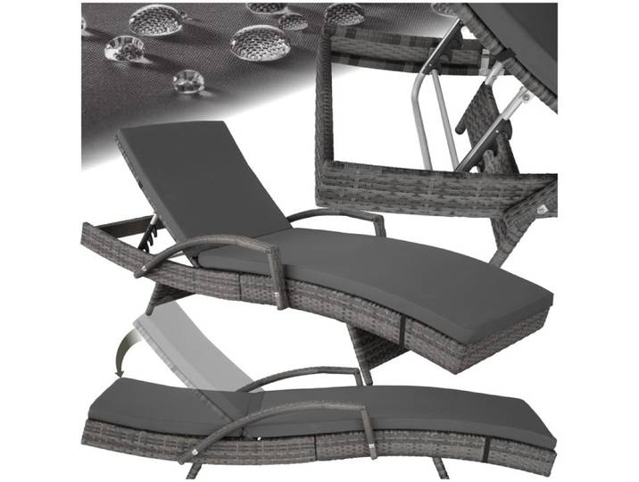 Bain de soleil - TECTAKE - Bain de soleil OCÉANE cadre en aluminium et résine tressée design moderne dossier réglable - Gris