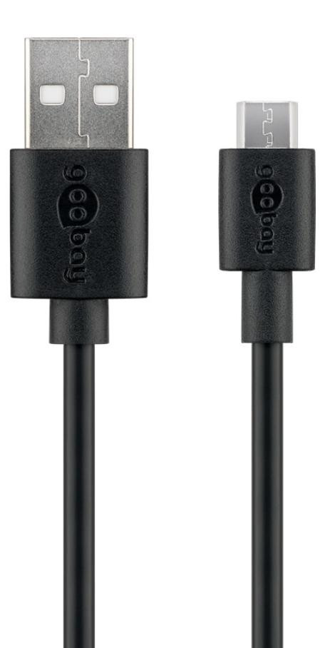 Goobay micro-USB oplaad- en synchronisatiekabel voor Android-apparaten, zwart, 0,5 meter