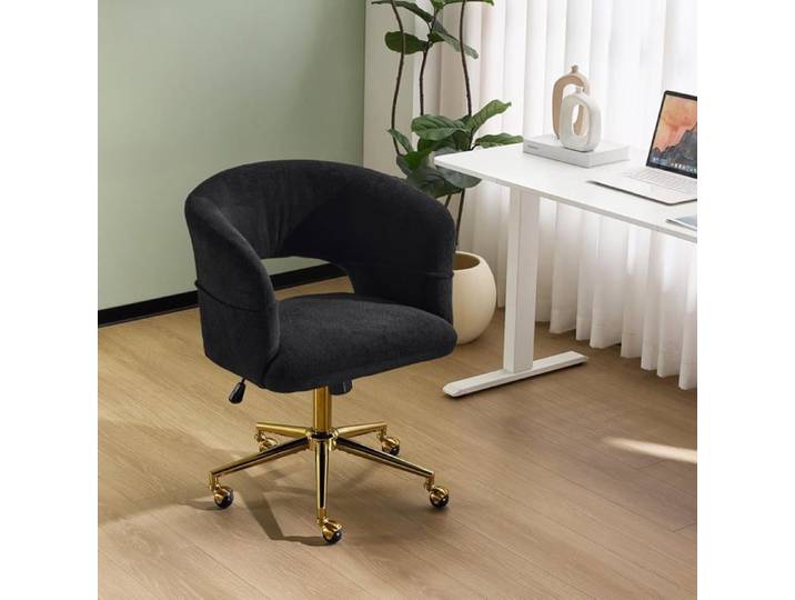 VINGLI Chaise de Bureau Élégante Chaise Bureau avec roulettes Fauteuil Pivotant Réglable avec Dossier Ajouré en Chenille Noir