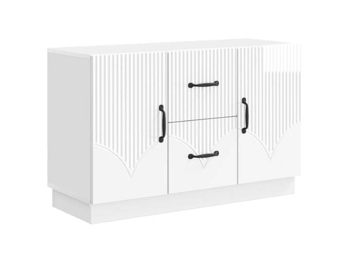 KKgypkn Sideboard Hochglanz Weiß 89 x 34,5 x 57 cm Holzwerkstoff Modulares Regaldesign, Türen mit Schiebemechanismus, stabil und langlebig, für Geschirr und Textilien