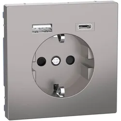 Merten, Steckdose, MEG2367-6050 USB A+C 3A Nickel Metallic System Design Steckdose SCHUKO