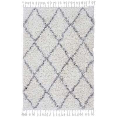 Hochflor-Teppich CARPETFINE "Eddy", weiß, B:120cm H:30mm L:170cm, Polyester, Teppiche, Fransenteppich, Shaggy, auch als Läufer und in quadratisch, mit Fransen, Wohnzimmer