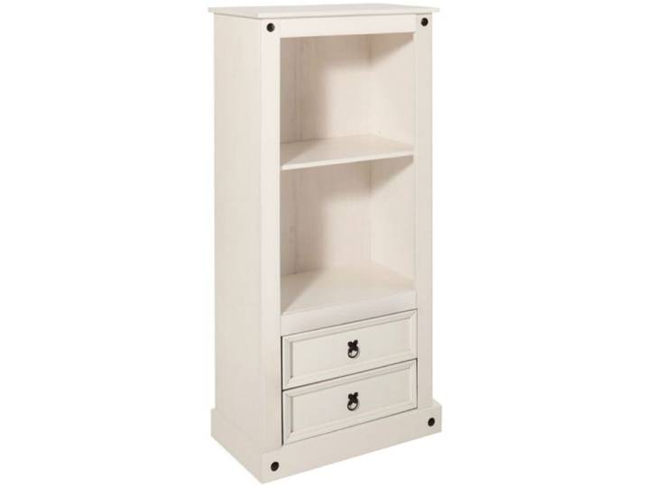 Bibliothèque à 2 portes en pin blanc laqué